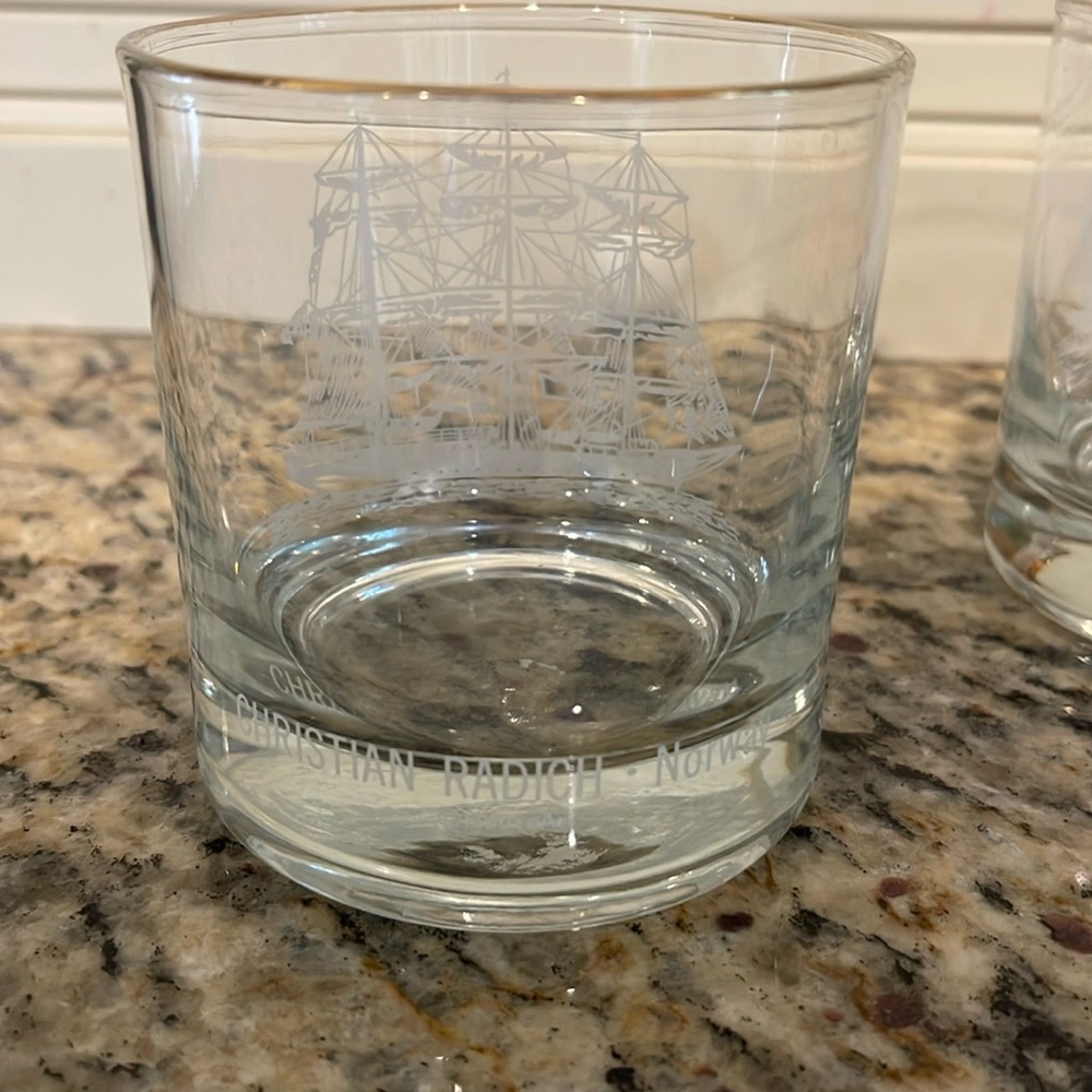 Ship Glass Whiskey Rocks Christian Radich Norway Houze Art